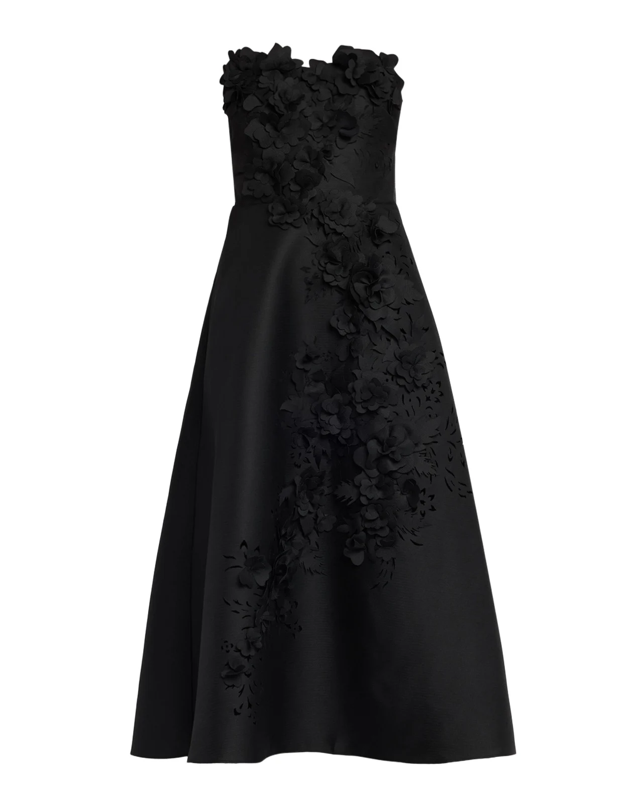 Strapless Floral Applique Midi Dress Strapless Floral Applique Midi Dress