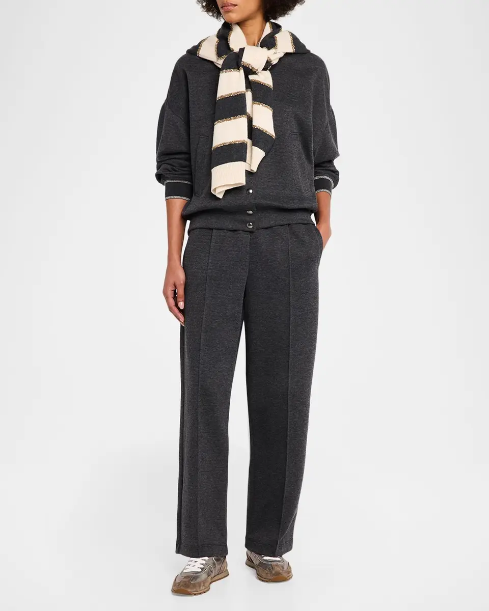 Brunello Cucinelli Luminous Striped Cashmere Crop V-Neck Cardigan | Thumbnail 2 Brunello Cucinelli Luminous Striped Cashmere Crop V-Neck Cardigan | Thumbnail 2