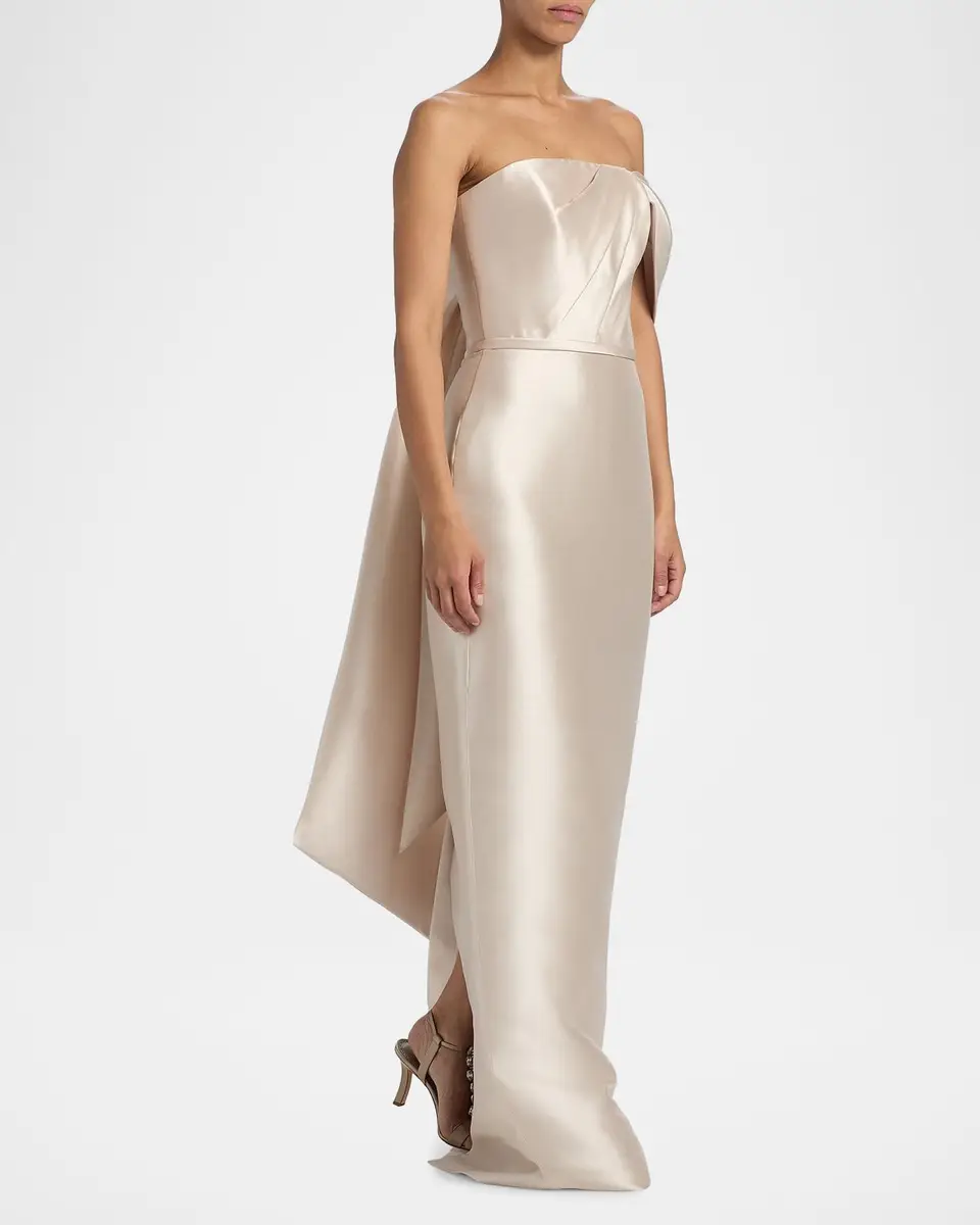 Amsale Satin One-Shoulder Column Gown | Thumbnail 2 Amsale Satin One-Shoulder Column Gown | Thumbnail 2