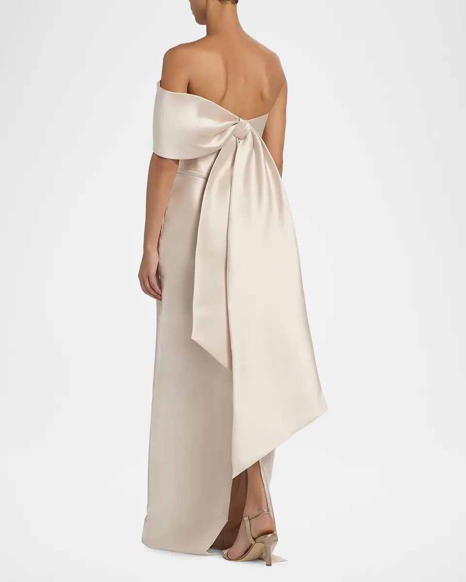 Amsale Satin One-Shoulder Column Gown | Thumbnail 3 Amsale Satin One-Shoulder Column Gown | Thumbnail 3