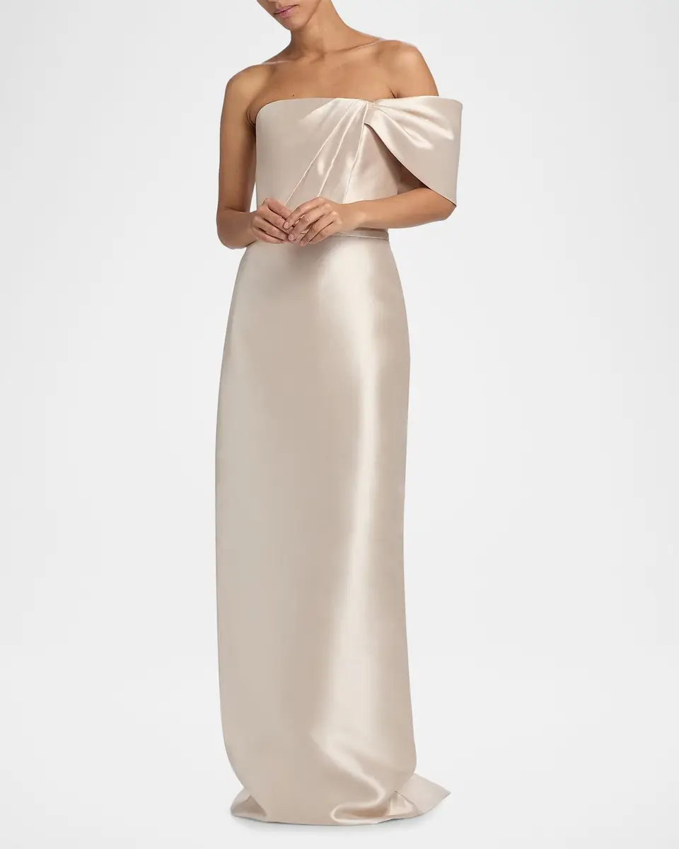 Amsale Satin One-Shoulder Column Gown | Thumbnail 4 Amsale Satin One-Shoulder Column Gown | Thumbnail 4