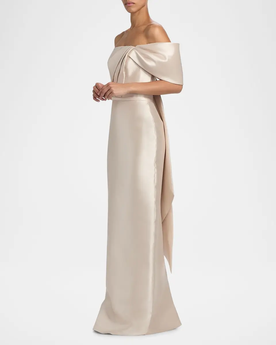 Amsale Satin One-Shoulder Column Gown | Thumbnail 7 Amsale Satin One-Shoulder Column Gown | Thumbnail 7