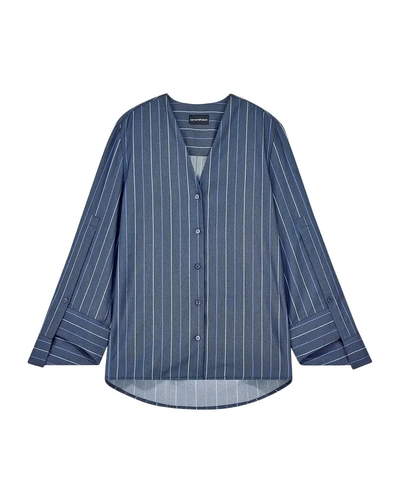 Striped Slit-Sleeve Shirt Striped Slit-Sleeve Shirt