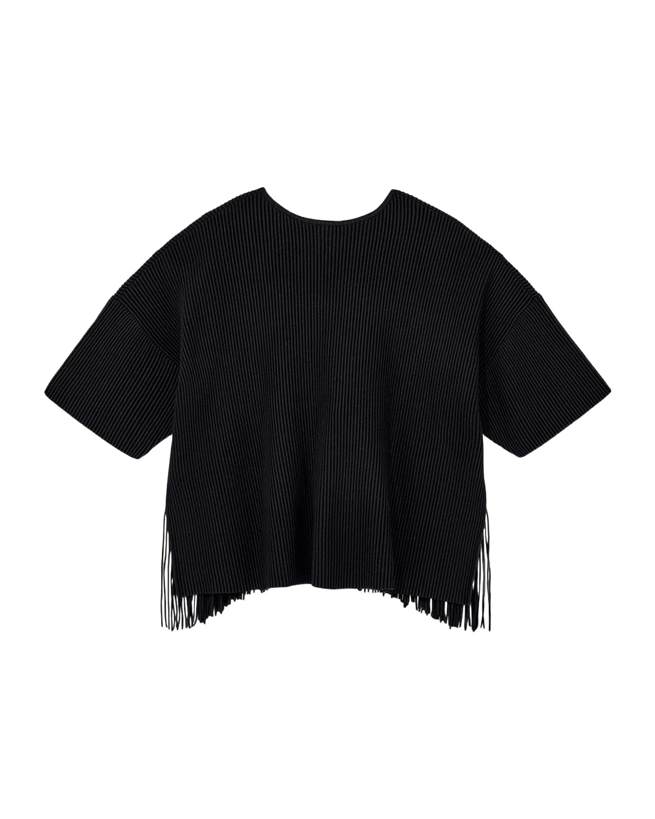 Emporio Armani Fringe-Hem Ottoman Ribbed Knit Cardigan