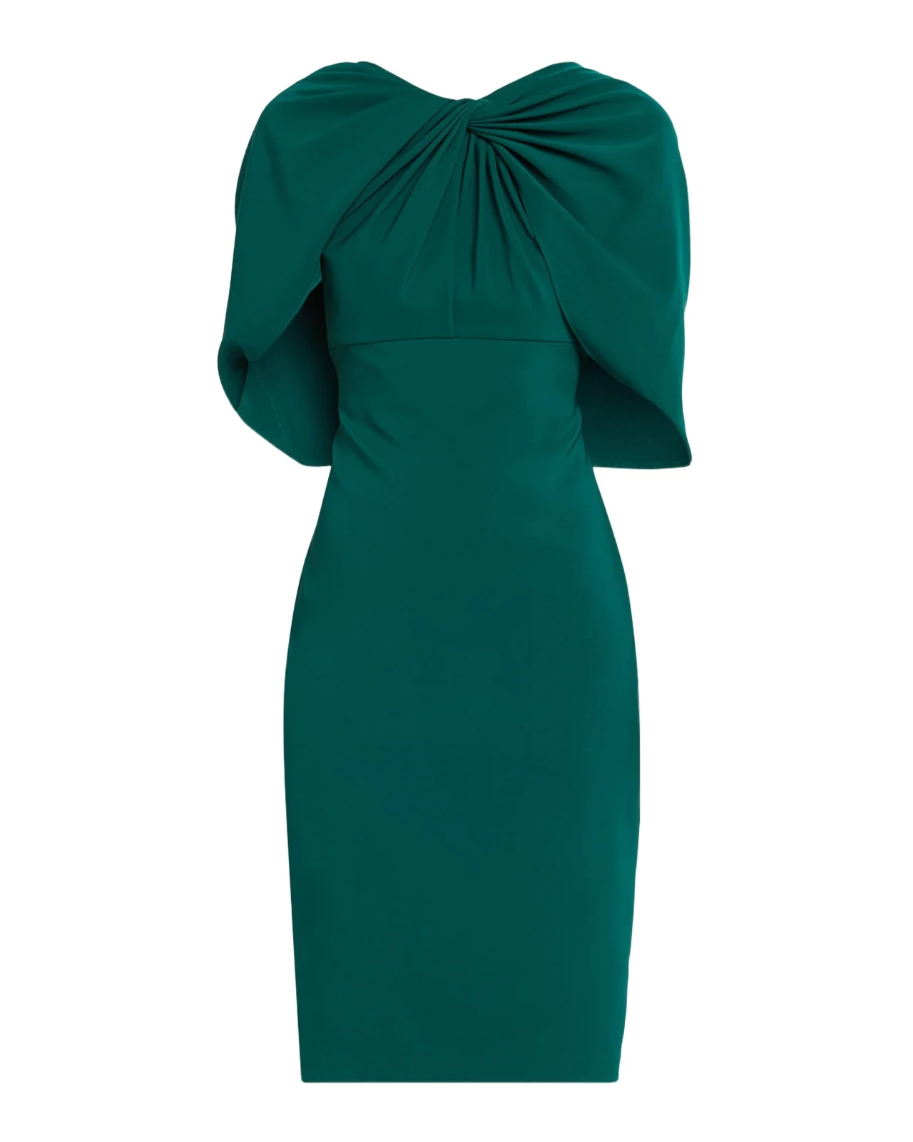 Aidan Mattox Twist-Front Cape Stretch Crepe Dress