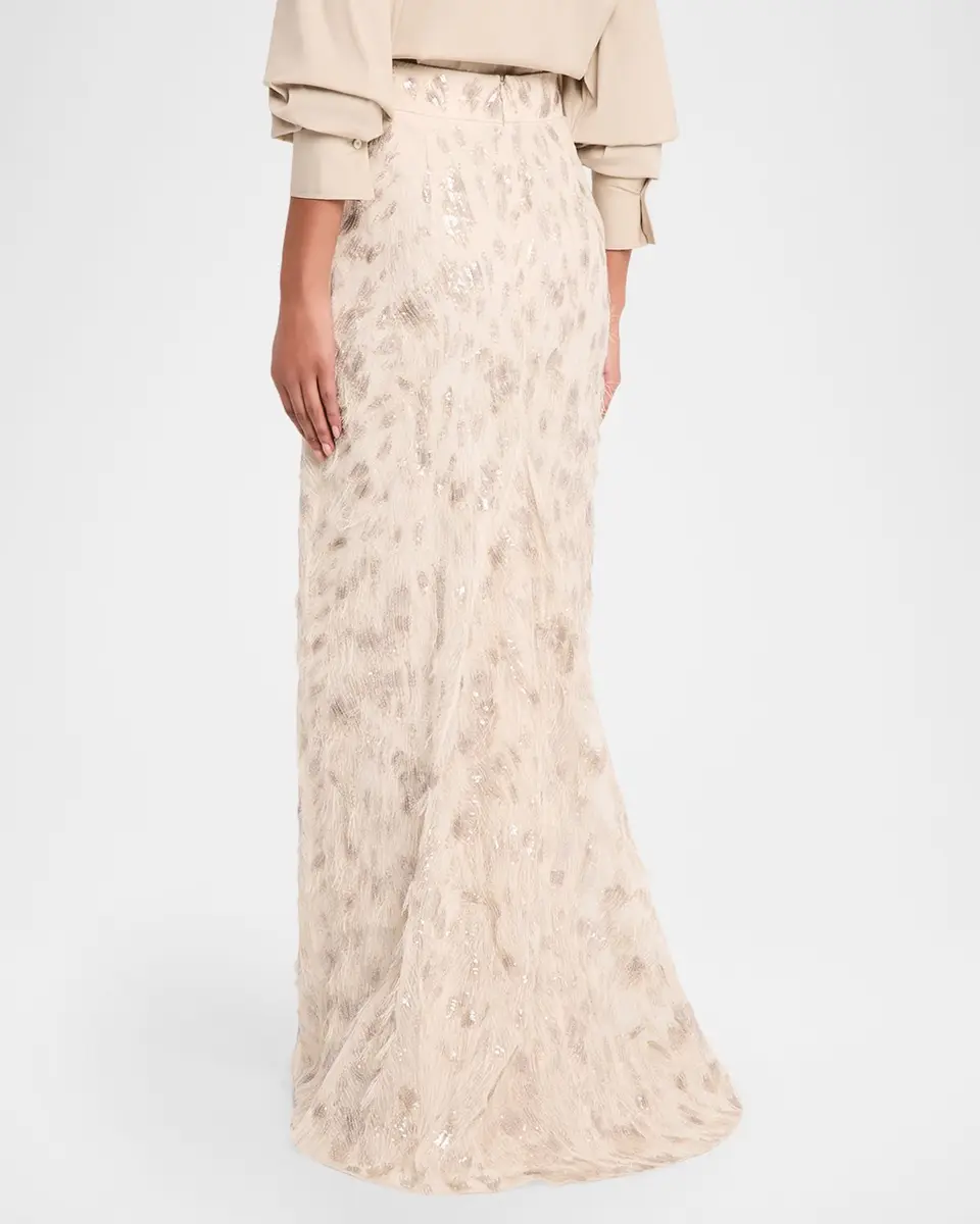 Brunello Cucinelli Animalier Sequin Feathered Skirt | Thumbnail 3 Brunello Cucinelli Animalier Sequin Feathered Skirt | Thumbnail 3