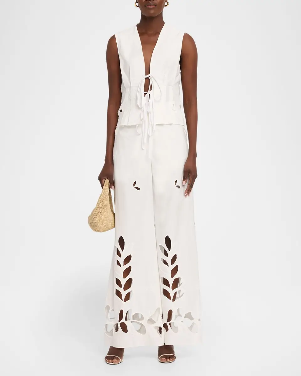 JBQ Hartley Eyelet Embroidered Wide-Leg Pants | Thumbnail 2