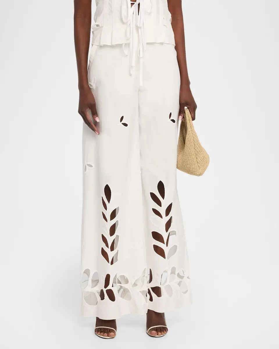 JBQ Hartley Eyelet Embroidered Wide-Leg Pants | Thumbnail 4