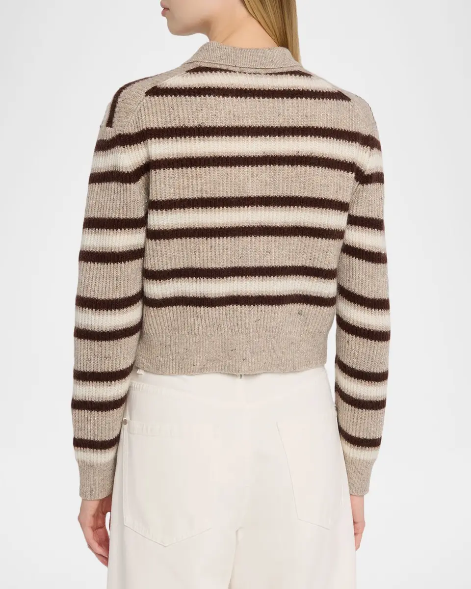 Brunello Cucinelli Cashmere-Blend Striped Collared Cardigan | Thumbnail 3 Brunello Cucinelli Cashmere-Blend Striped Collared Cardigan | Thumbnail 3