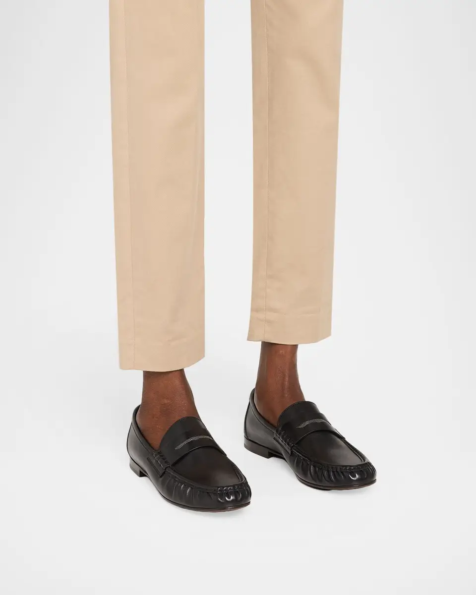 Brunello Cucinelli Cinched Leather Penny Loafers | Thumbnail 2