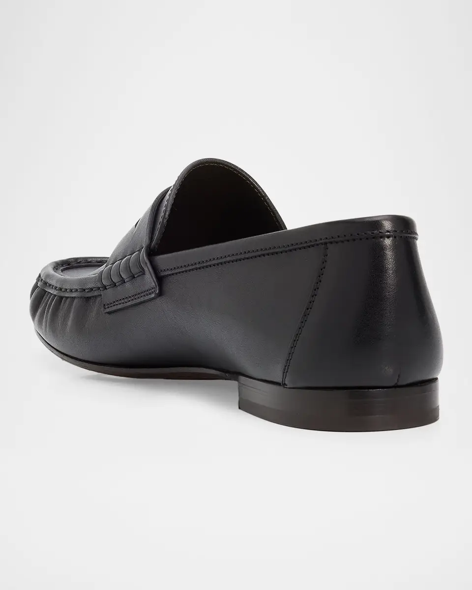 Brunello Cucinelli Cinched Leather Penny Loafers | Thumbnail 4