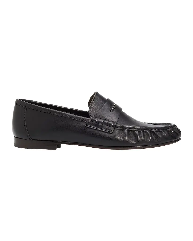 Cinched Leather Penny Loafers Cinched Leather Penny Loafers