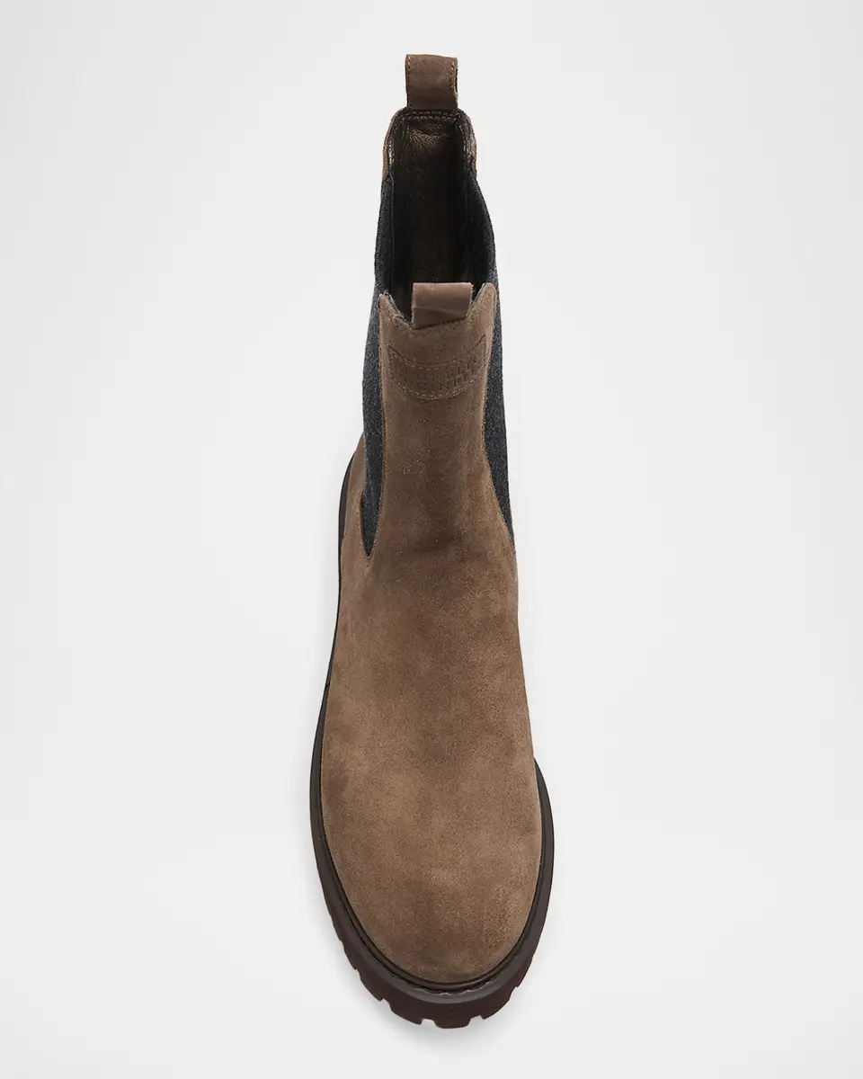 Brunello Cucinelli Monili Pull-Tab Suede Chelsea Boots | Thumbnail 3 Brunello Cucinelli Monili Pull-Tab Suede Chelsea Boots | Thumbnail 3