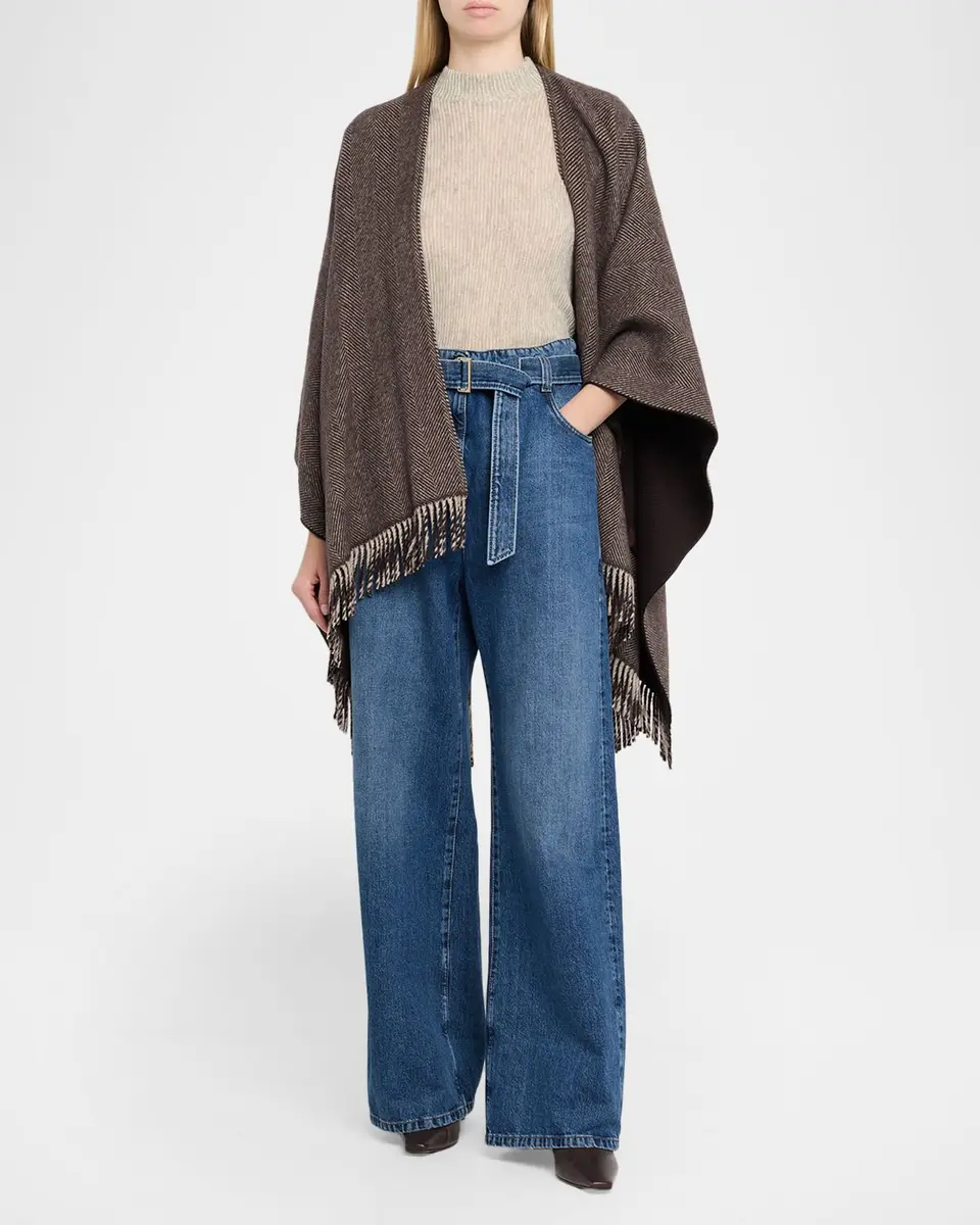 Brunello Cucinelli Mock-Neck Metallic Silk-Wool Short-Sleeve Sweater | Thumbnail 2