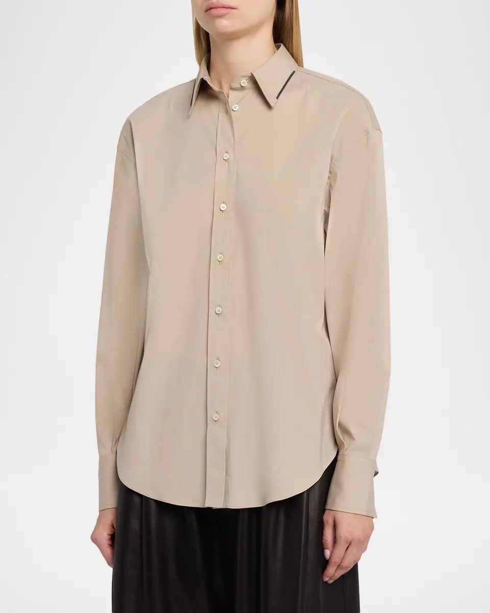 Brunello Cucinelli Stretch Poplin Buttoned Shirt | Thumbnail 4 Brunello Cucinelli Stretch Poplin Buttoned Shirt | Thumbnail 4