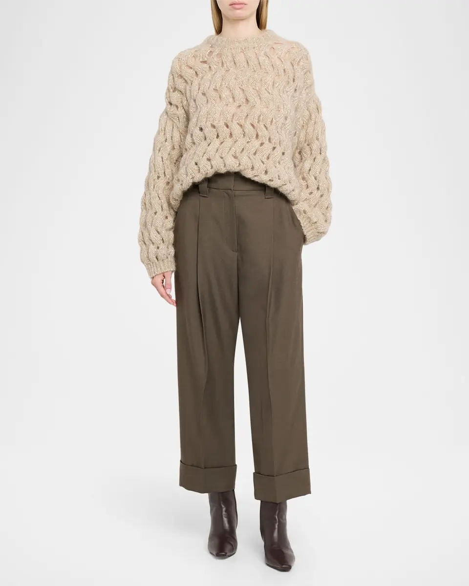 Brunello Cucinelli Couture Wool Twill Cuffed Pants | Thumbnail 2 Brunello Cucinelli Couture Wool Twill Cuffed Pants | Thumbnail 2