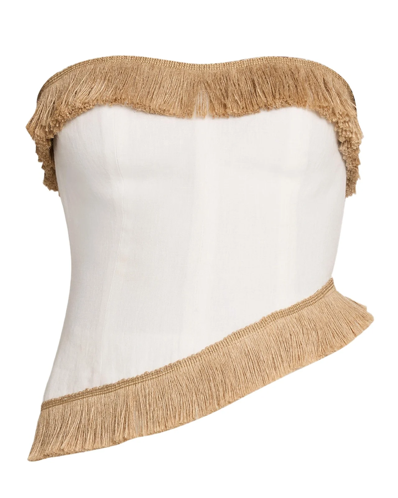 JBQ Morgan Strapless Fringe-Trim Top