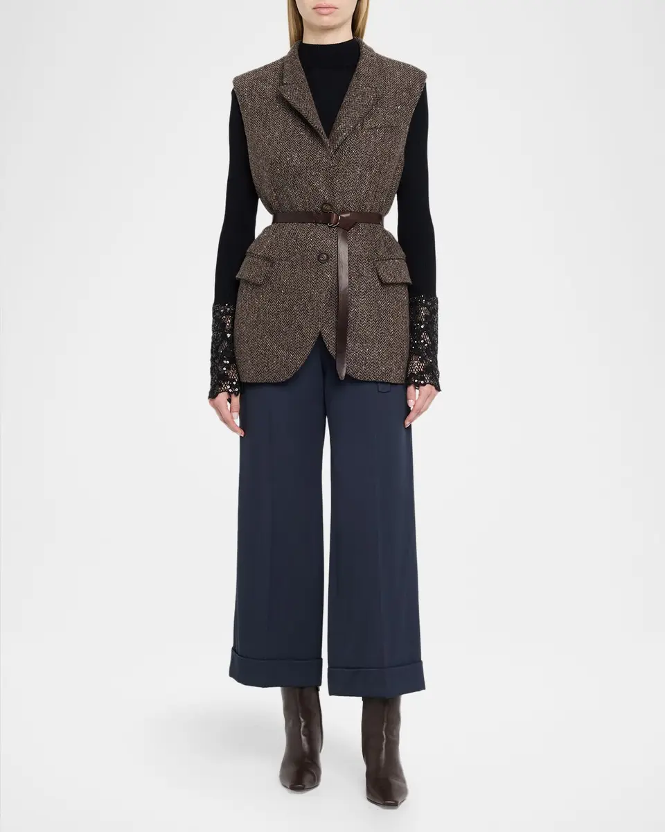 Brunello Cucinelli Fluid Wool Cuffed Pants | Thumbnail 2