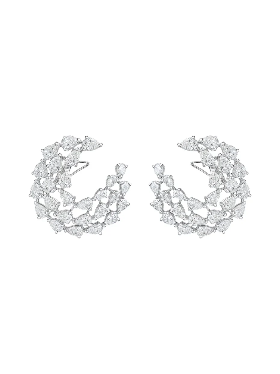 Wish Fine Jewelry 6.90ct Diamond 18K Gold Statement Curved Earrings