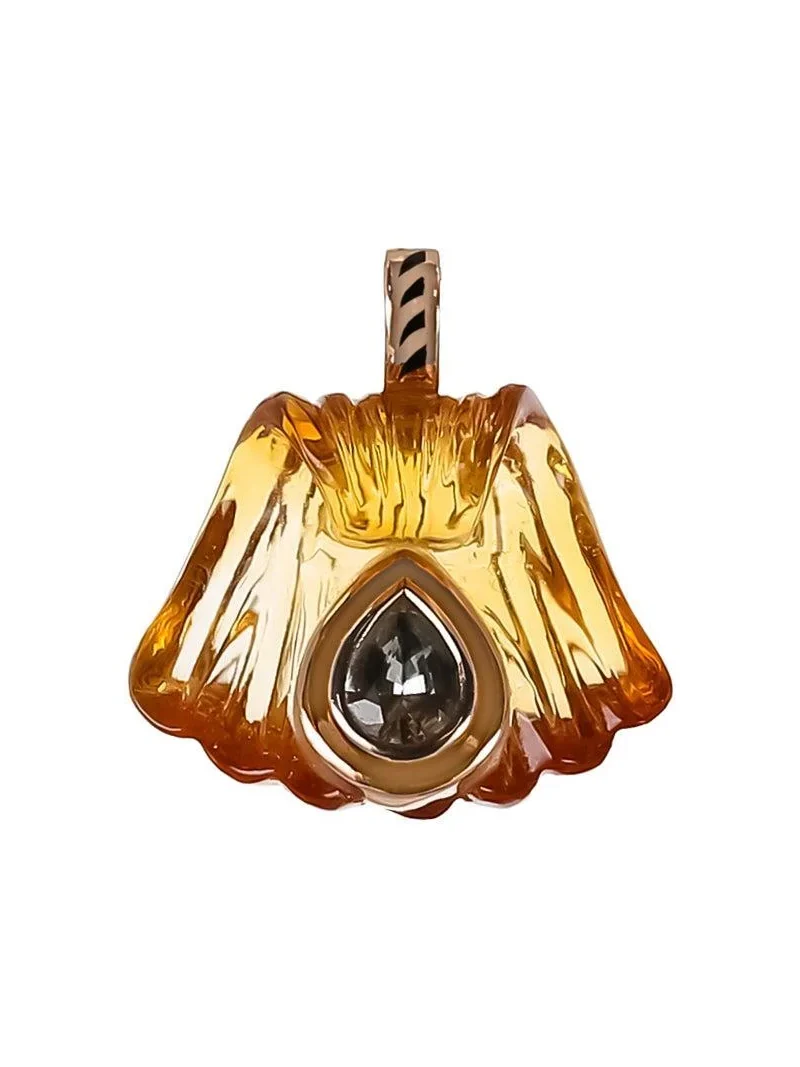 Citrine White Sapphire Rose Carved Capri Pendant Citrine White Sapphire Rose Carved Capri Pendant