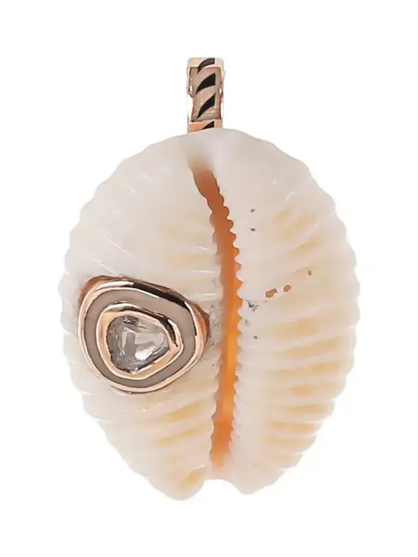 Diamond Polki Natural Cowry Shell Pendant