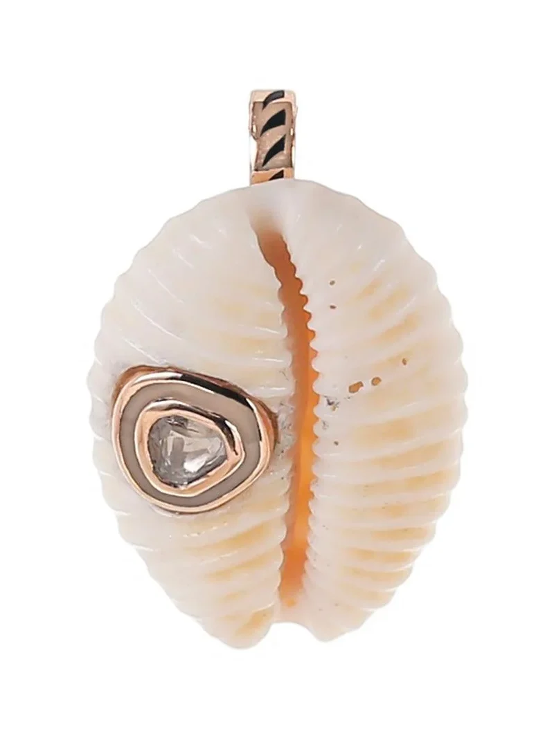 Diamond Polki Natural Cowry Shell Pendant