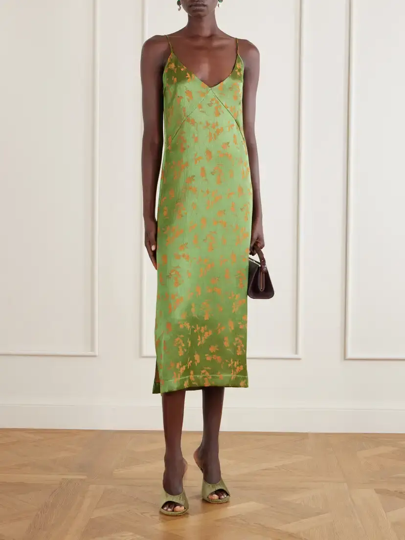 Dries Van Noten Floral-jacquard Satin Midi Dress | Thumbnail 2