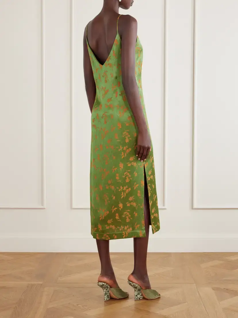 Dries Van Noten Floral-jacquard Satin Midi Dress | Thumbnail 3