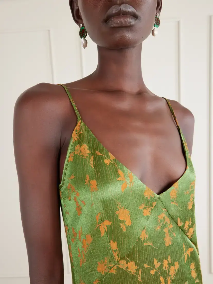 Dries Van Noten Floral-jacquard Satin Midi Dress | Thumbnail 4