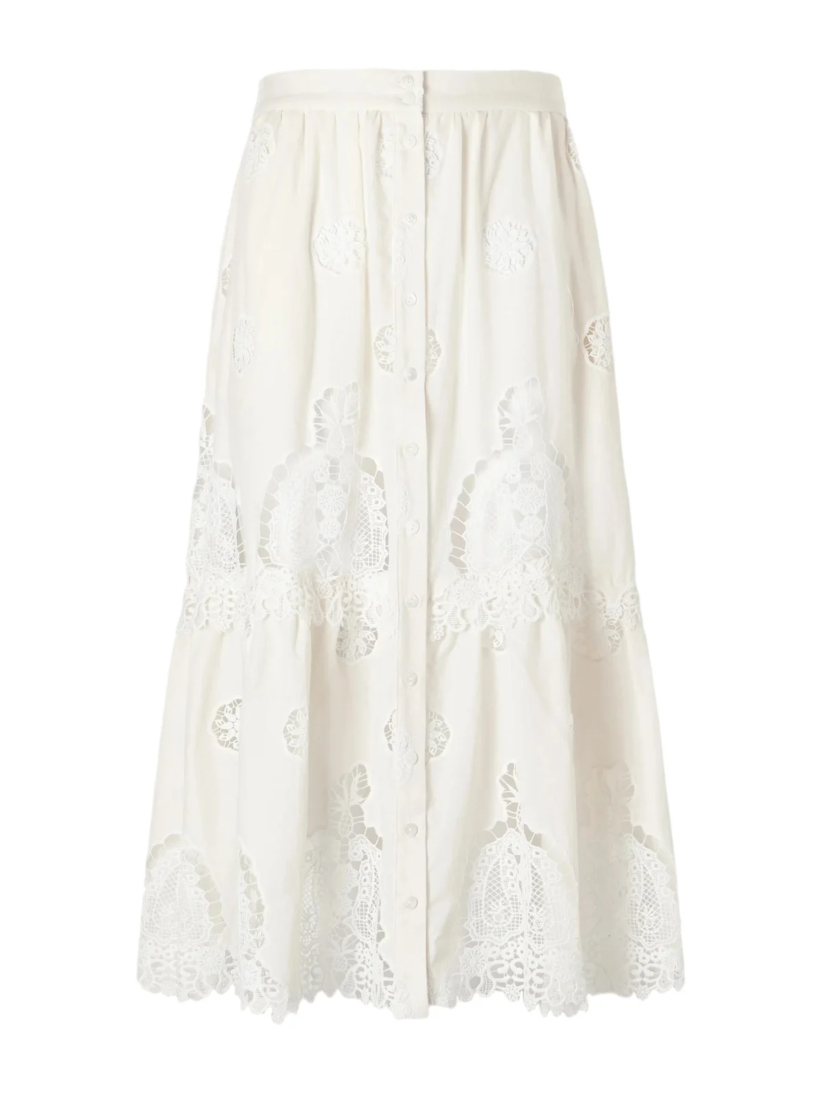 Carolina Guipure Lace-trimmed Cotton-blend Maxi Skirt