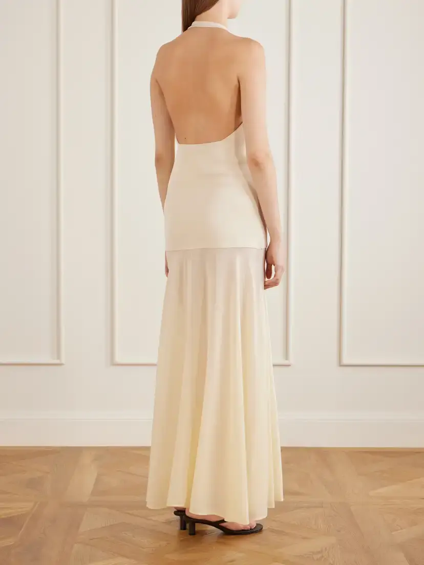 St. Agni Circle Mesh And Crepe Halterneck Maxi Dress | Thumbnail 3 St. Agni Circle Mesh And Crepe Halterneck Maxi Dress | Thumbnail 3
