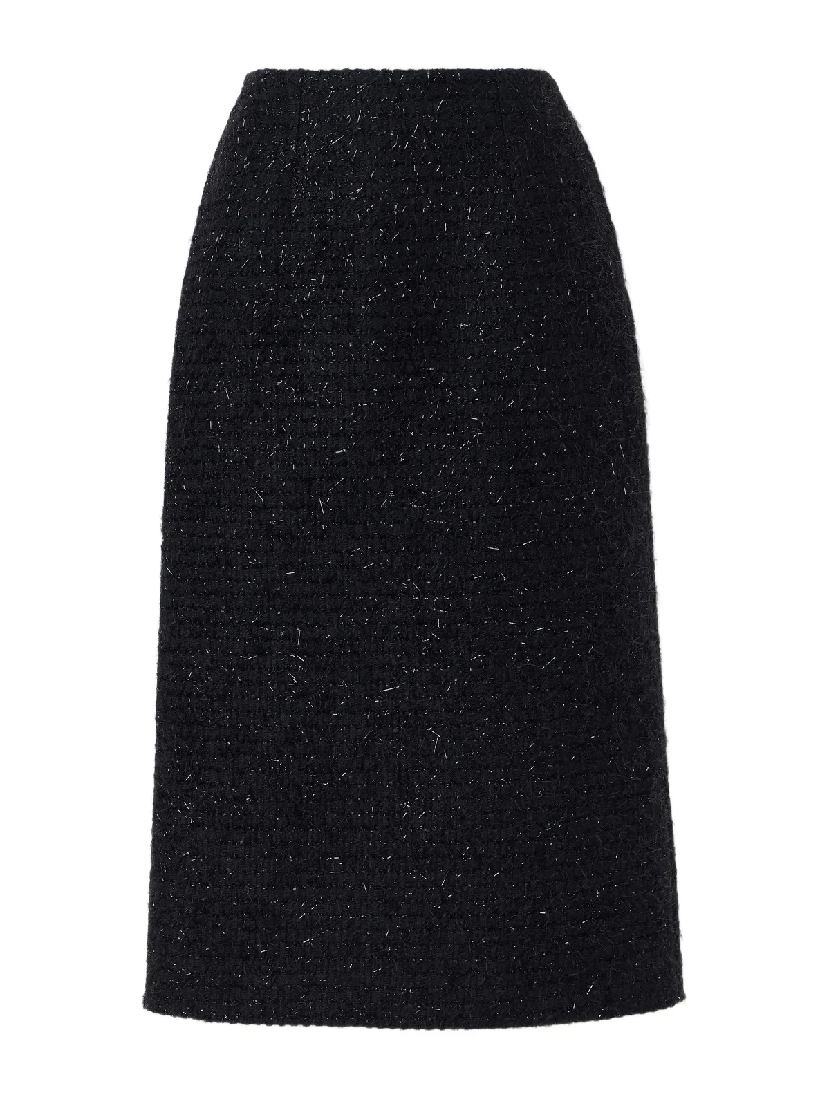 Simone Rocha Shearling-trimmed Metallic-tweed Midi Skirt