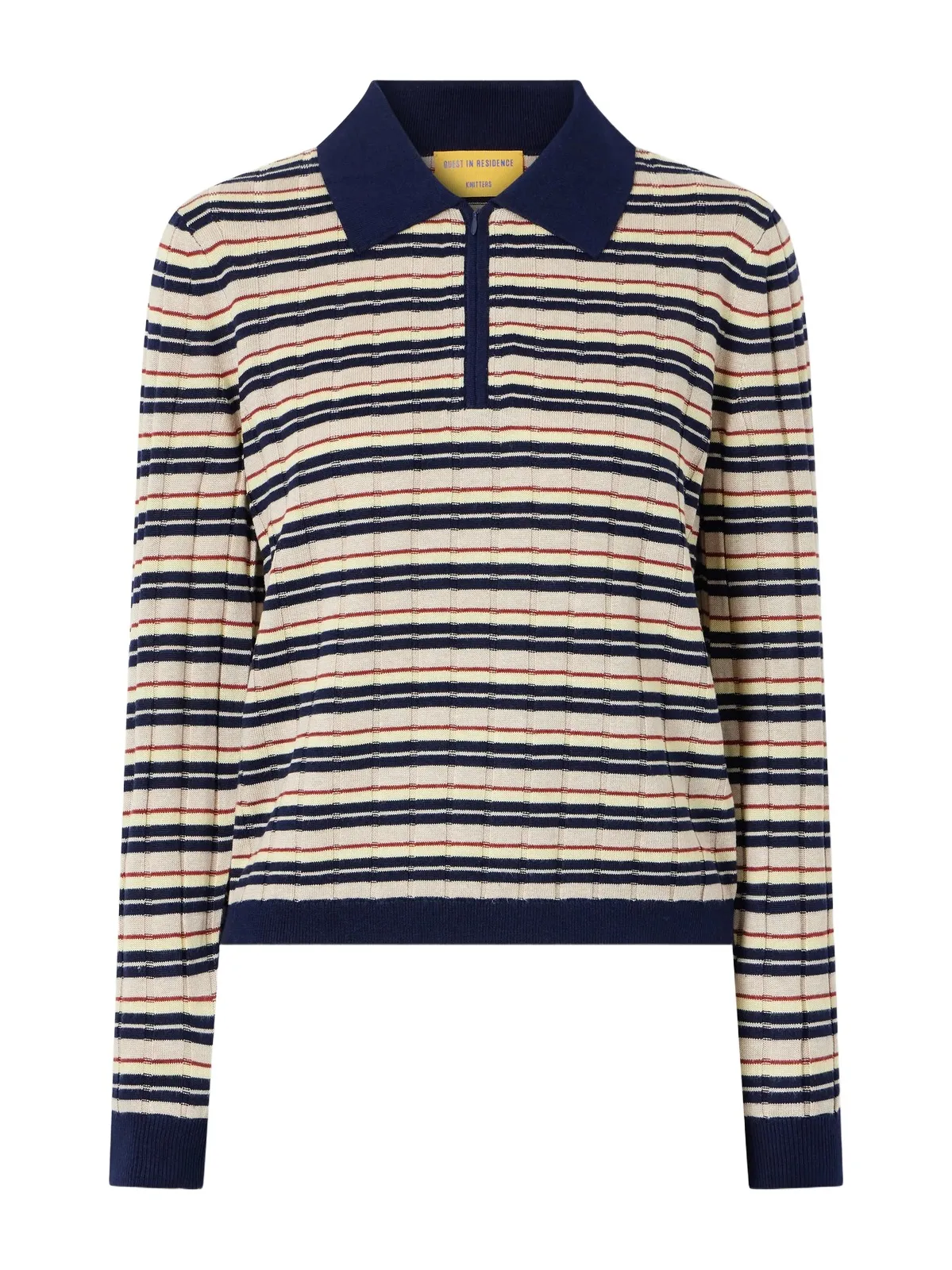 Guest In Residence Striped Silk And Linen-blend Polo Shirt
