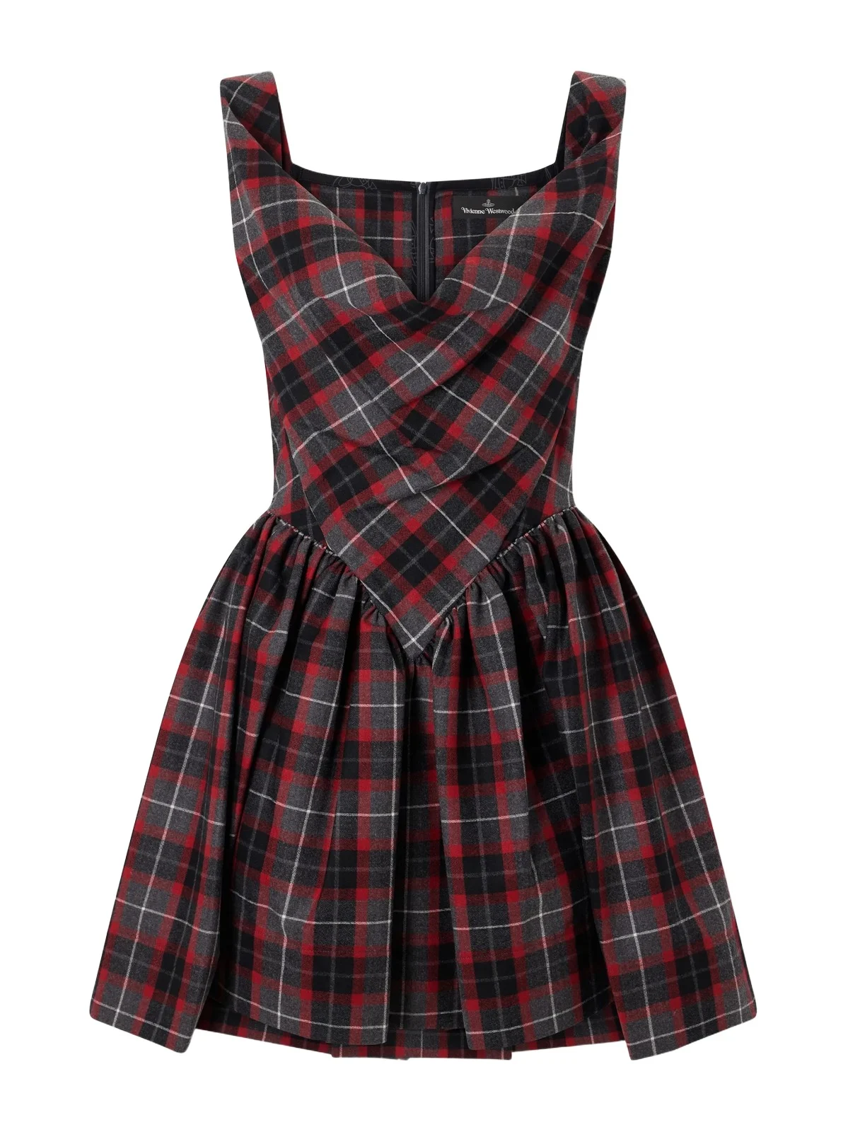 Sunday Draped Checked Wool-blend Mini Dress