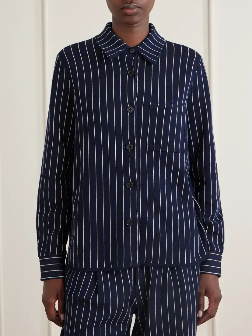 Guest In Residence Pinstriped Cotton And Silk-blend Shirt Cardigan | Thumbnail 3 Guest In Residence Pinstriped Cotton And Silk-blend Shirt Cardigan | Thumbnail 3
