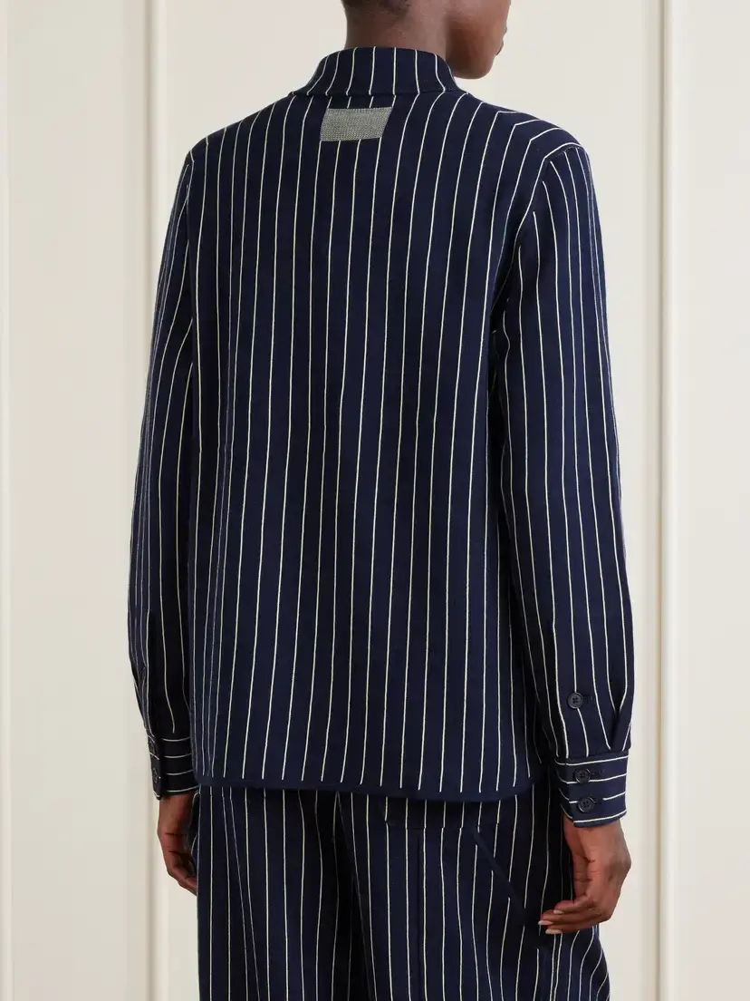 Guest In Residence Pinstriped Cotton And Silk-blend Shirt Cardigan | Thumbnail 4 Guest In Residence Pinstriped Cotton And Silk-blend Shirt Cardigan | Thumbnail 4