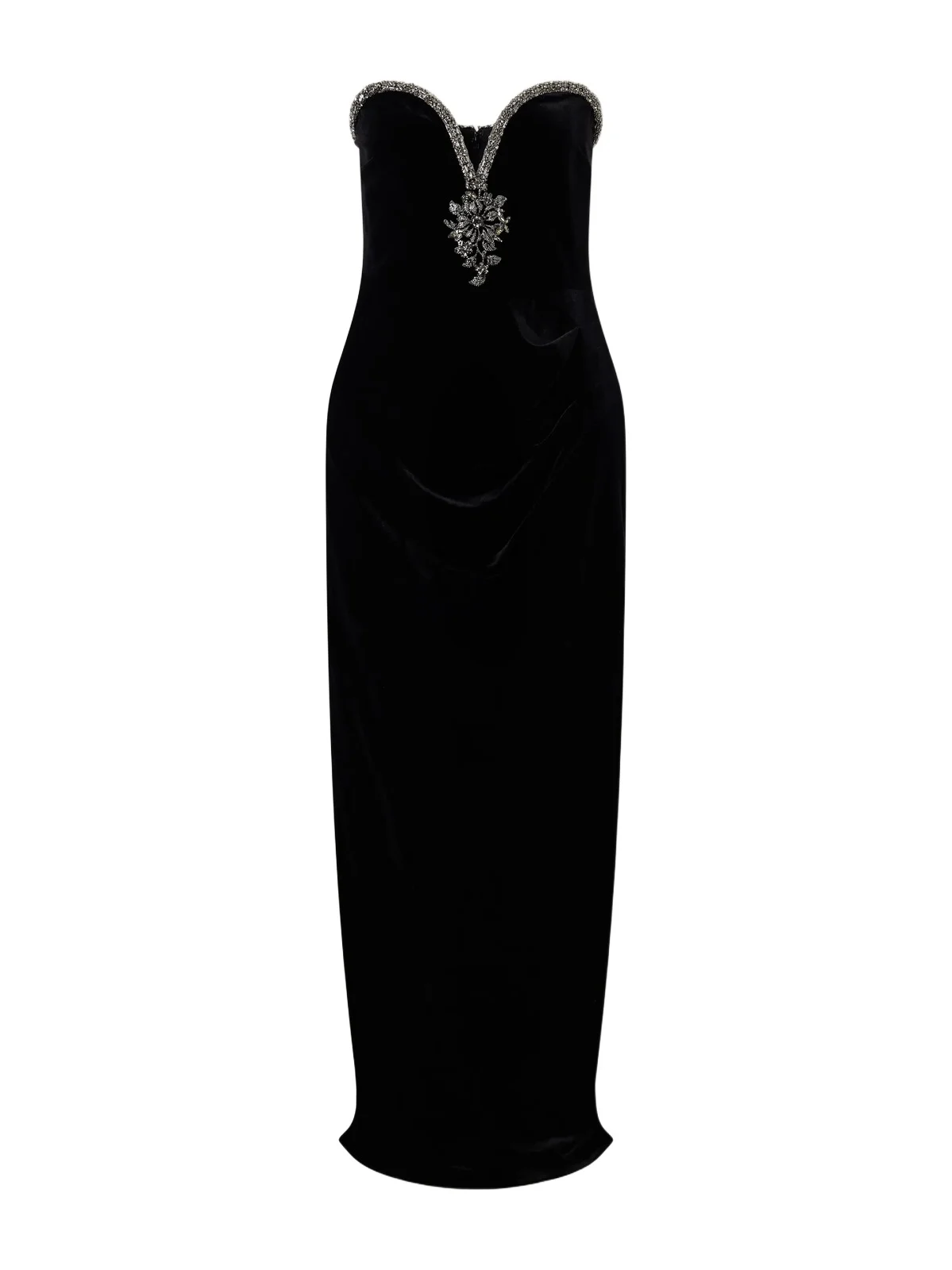 Crystal-embellished Velvet Maxi Dress