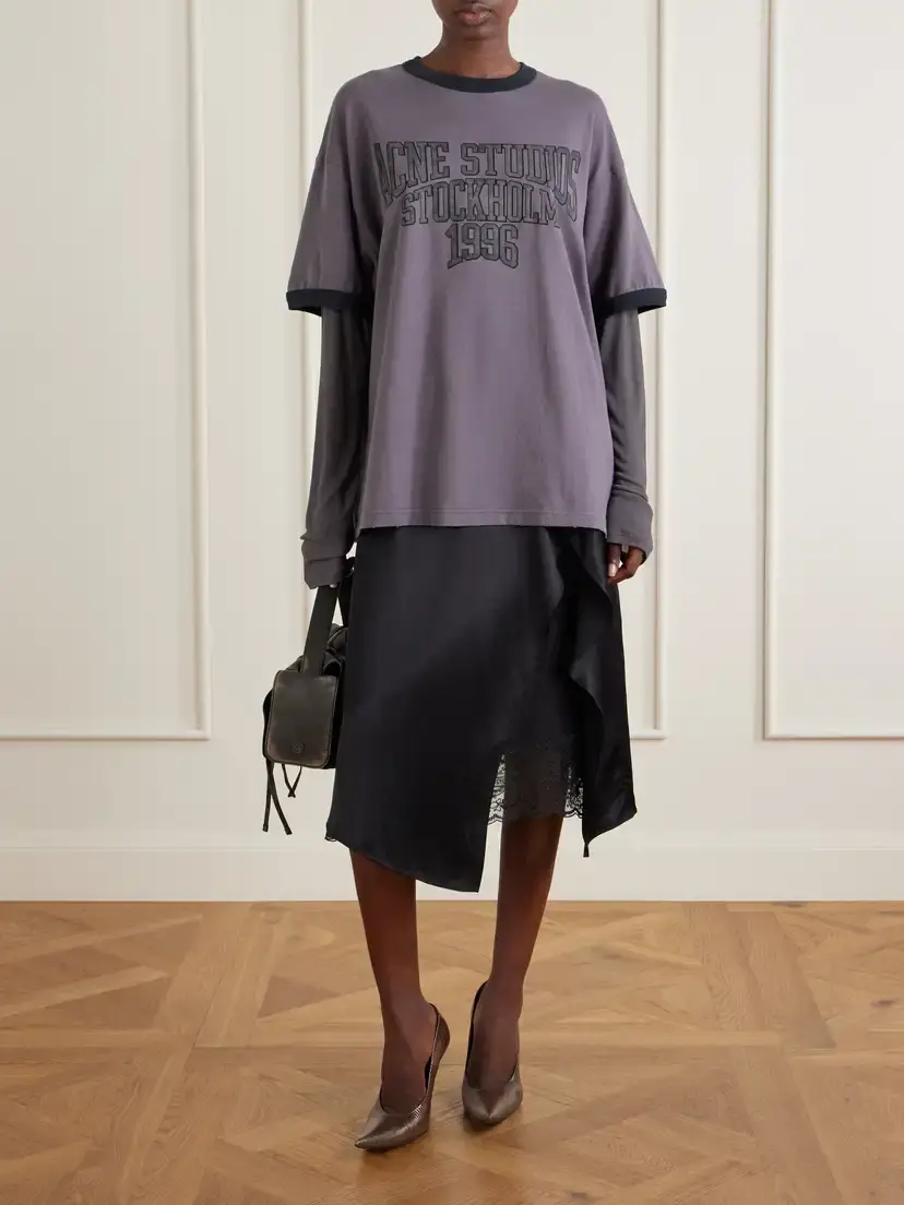 Acne Studios Ruffled Satin Midi Skirt | Thumbnail 2