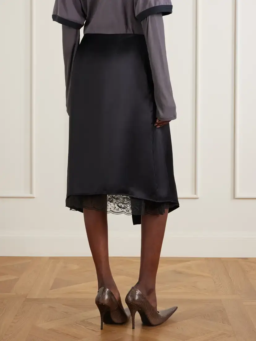 Acne Studios Ruffled Satin Midi Skirt | Thumbnail 4