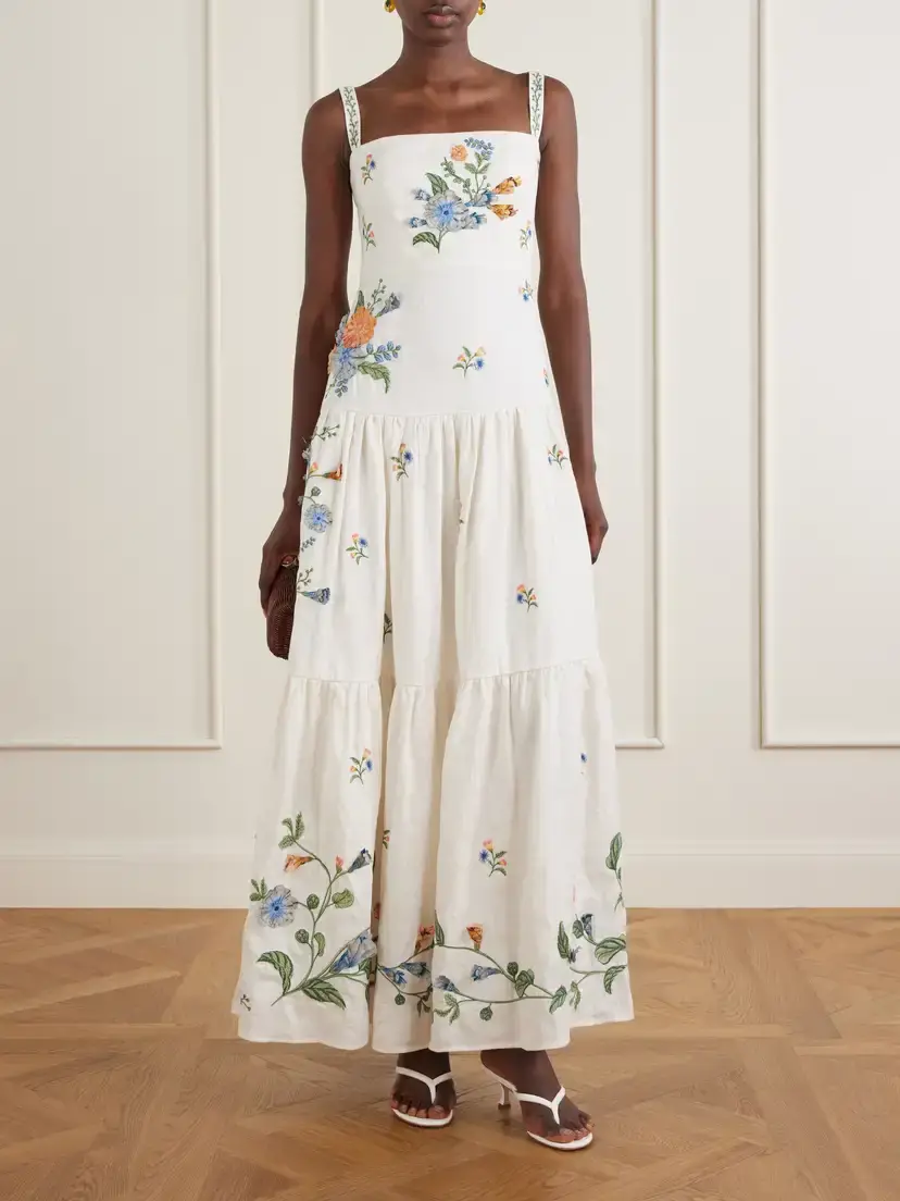 Agua by Agua Bendita Lima Brisa Floral-embroidered Linen Maxi Dress | Thumbnail 2 Agua by Agua Bendita Lima Brisa Floral-embroidered Linen Maxi Dress | Thumbnail 2