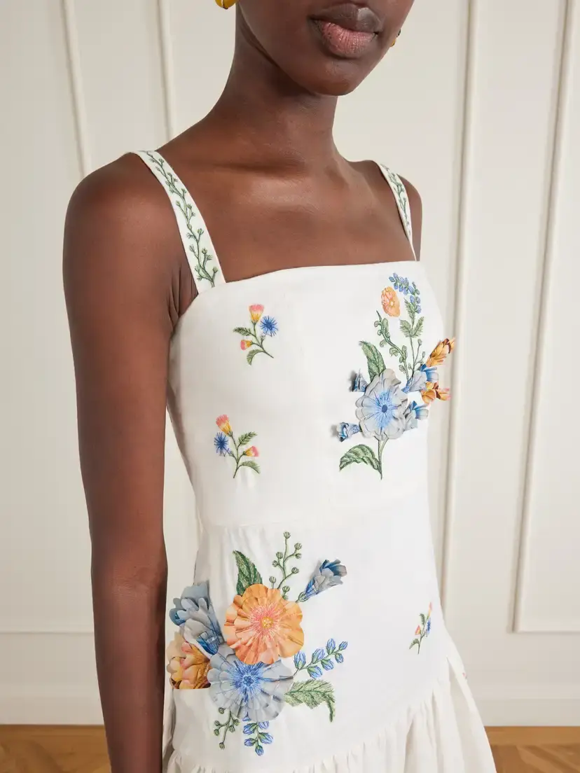 Agua by Agua Bendita Lima Brisa Floral-embroidered Linen Maxi Dress | Thumbnail 4 Agua by Agua Bendita Lima Brisa Floral-embroidered Linen Maxi Dress | Thumbnail 4