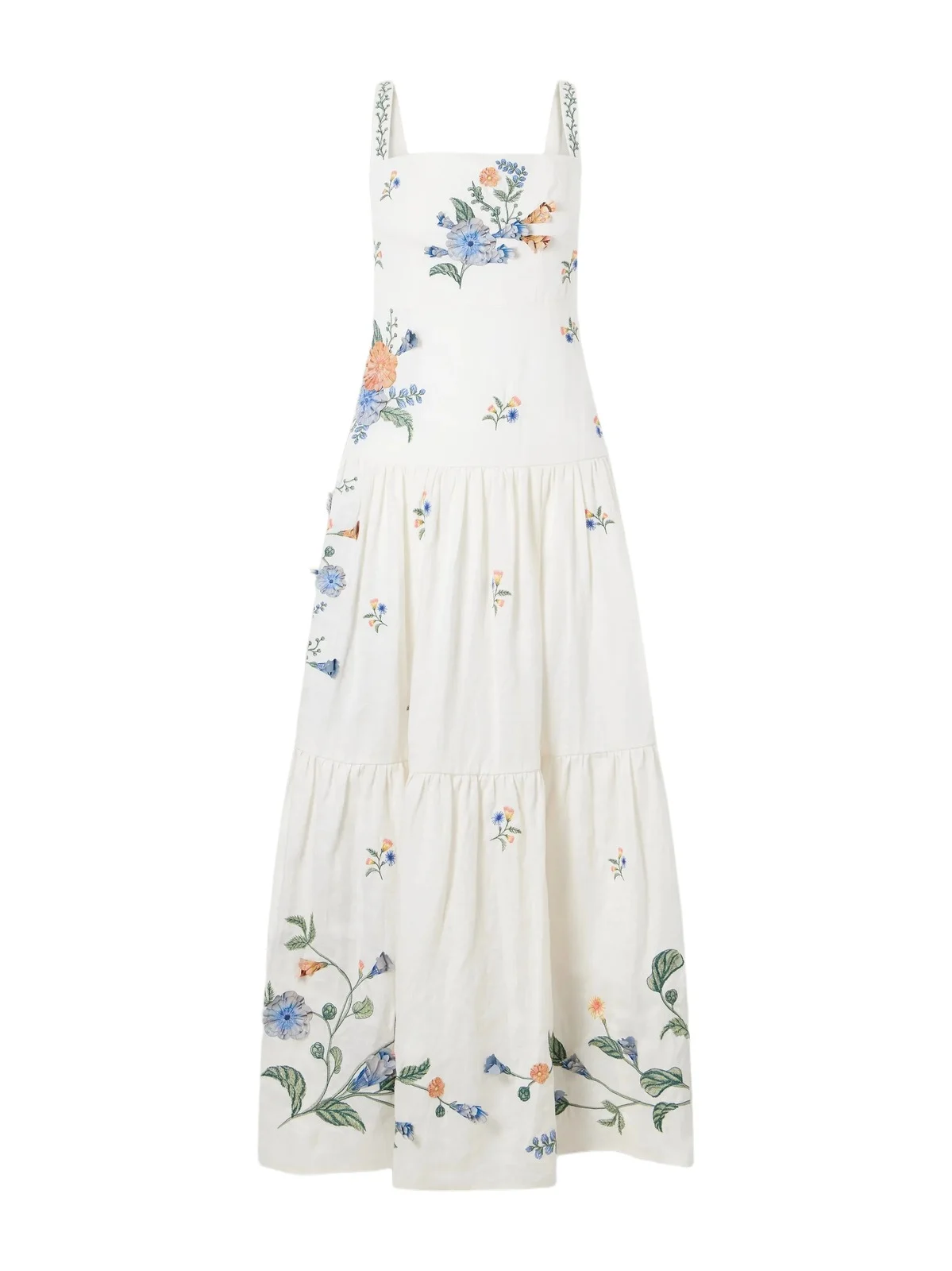 Lima Brisa Floral-embroidered Linen Maxi Dress Lima Brisa Floral-embroidered Linen Maxi Dress