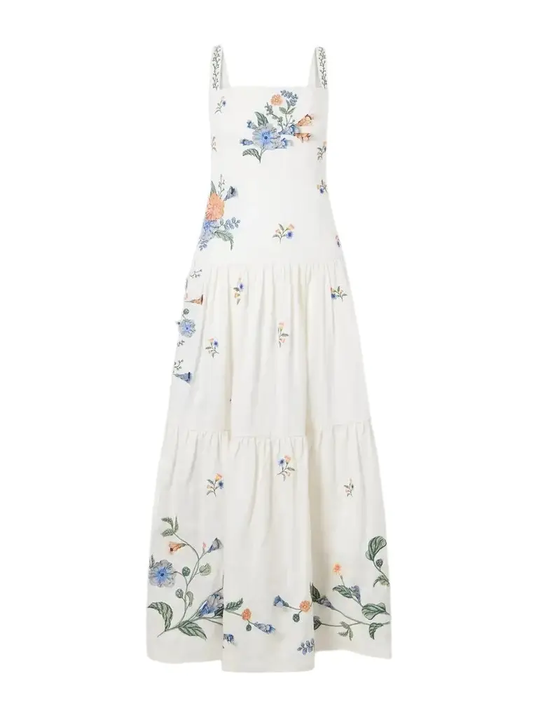 Agua by Agua Bendita Lima Brisa Floral-embroidered Linen Maxi Dress | Image 1 Agua by Agua Bendita Lima Brisa Floral-embroidered Linen Maxi Dress | Image 1