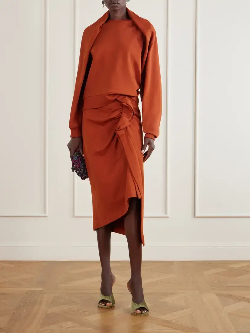 Dries Van Noten Draped Cotton-jersey Midi Skirt | Thumbnail 2 Dries Van Noten Draped Cotton-jersey Midi Skirt | Thumbnail 2