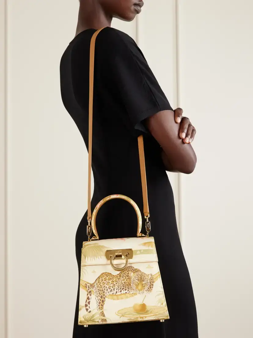 Ferragamo Leather-trimmed Printed Canvas Shoulder Bag | Thumbnail 2 Ferragamo Leather-trimmed Printed Canvas Shoulder Bag | Thumbnail 2