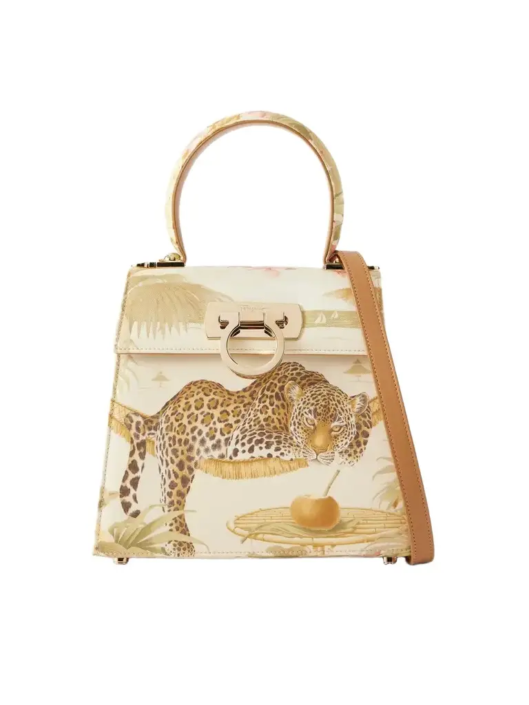 Ferragamo Leather-trimmed Printed Canvas Shoulder Bag