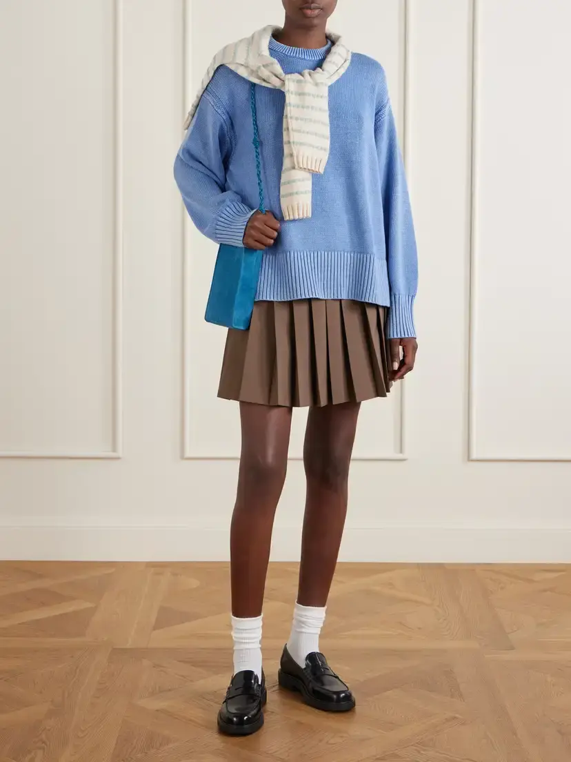 Guest In Residence Sunwash Cozy Cotton And Cashmere-blend Sweater - Blue | Thumbnail 2 Guest In Residence Sunwash Cozy Cotton And Cashmere-blend Sweater - Blue | Thumbnail 2
