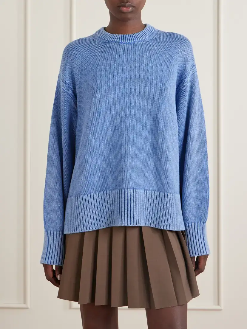 Guest In Residence Sunwash Cozy Cotton And Cashmere-blend Sweater - Blue | Thumbnail 3 Guest In Residence Sunwash Cozy Cotton And Cashmere-blend Sweater - Blue | Thumbnail 3