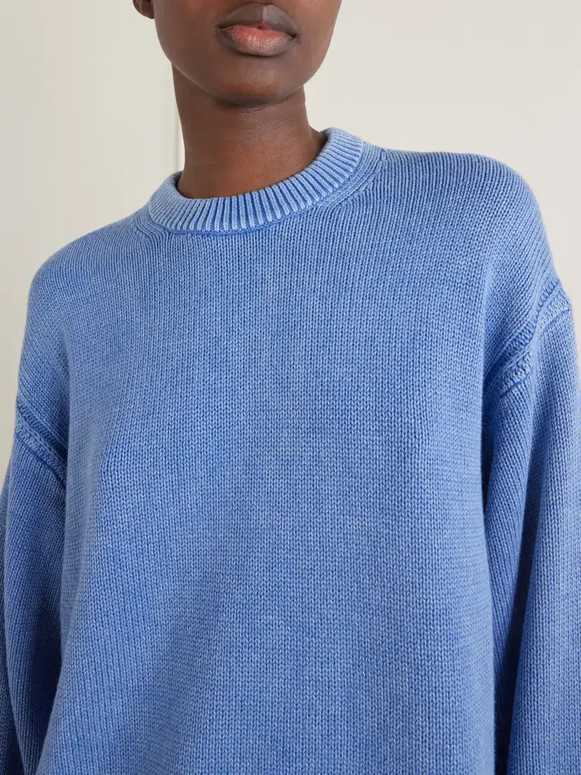 Guest In Residence Sunwash Cozy Cotton And Cashmere-blend Sweater - Blue | Thumbnail 5 Guest In Residence Sunwash Cozy Cotton And Cashmere-blend Sweater - Blue | Thumbnail 5
