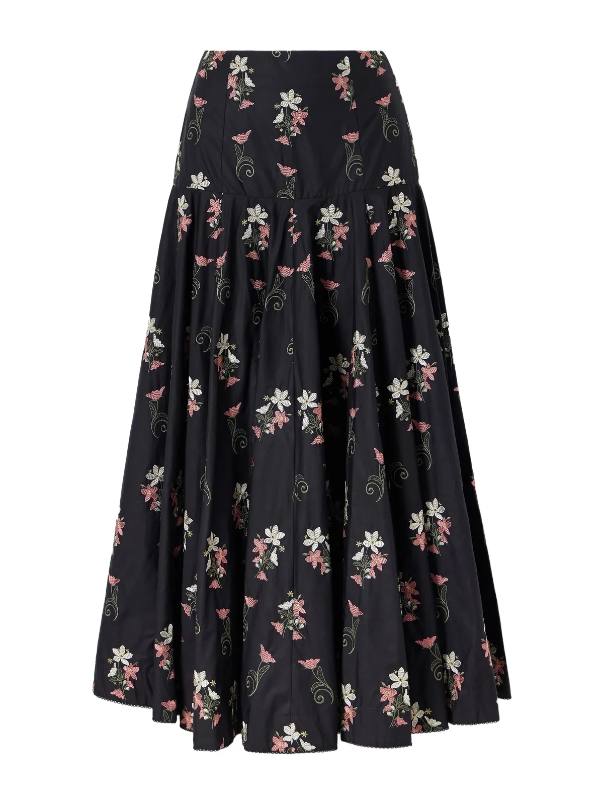 Agua by Agua Bendita Nacar Noche Floral-embroidery Cotton Maxi Skirt